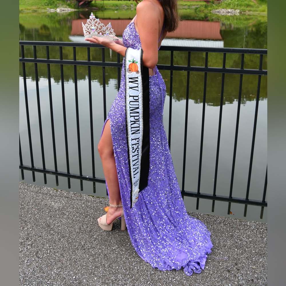 Rachel Allan Lavender Sequin Dress - Picture 7 of 7